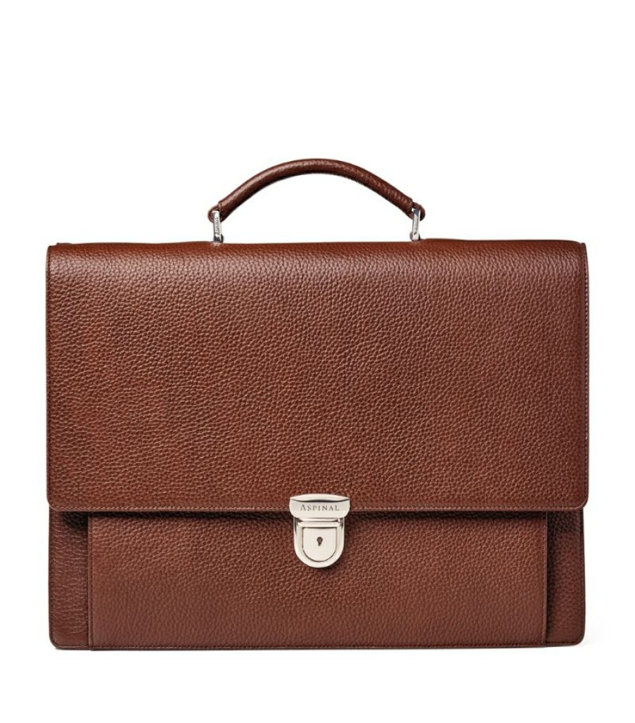 Men * | Closeout Sale Aspinal Of London Leather City Laptop Briefcase