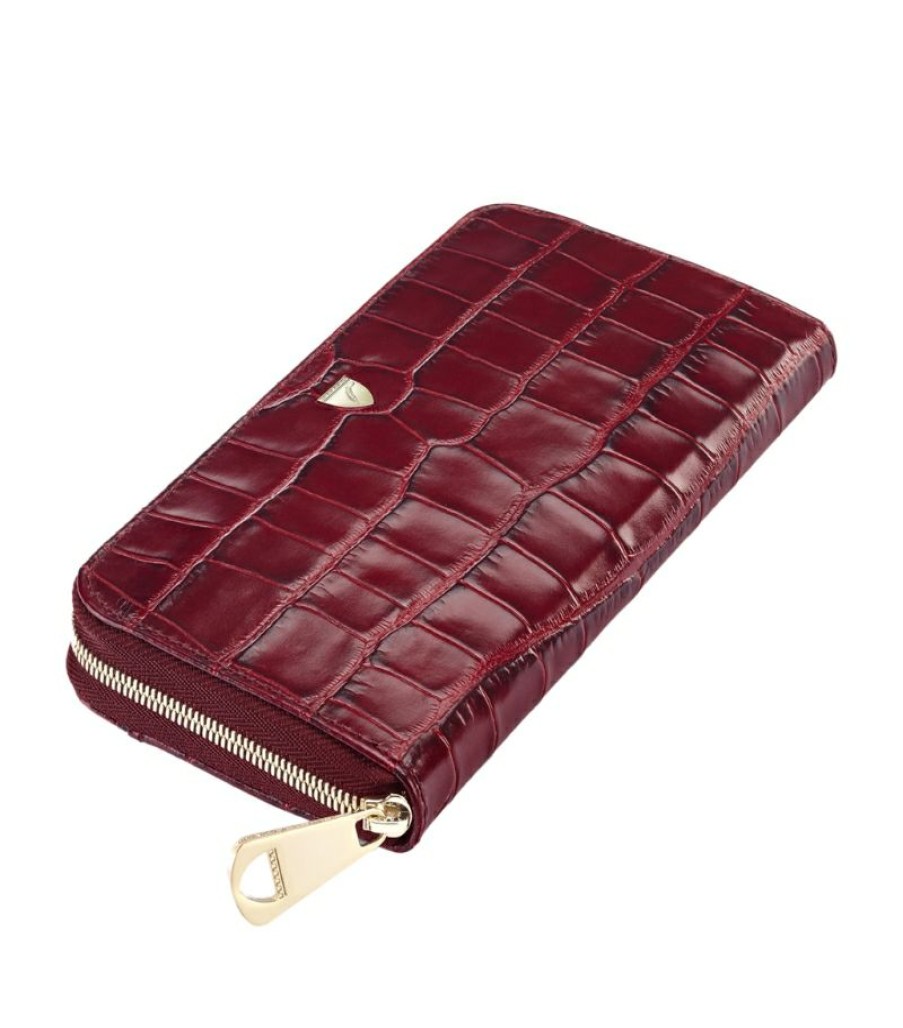 Women * | Shoping Aspinal Of London Croc-Embossed Continental Wallet