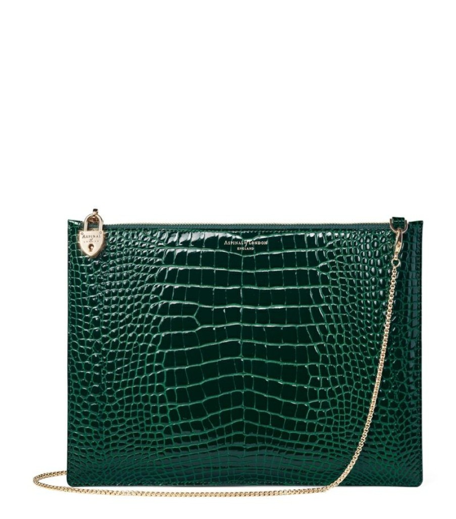 Aspinal Of London * | Reasonable Price Aspinal Of London Croc-Embossed Soho Pouch