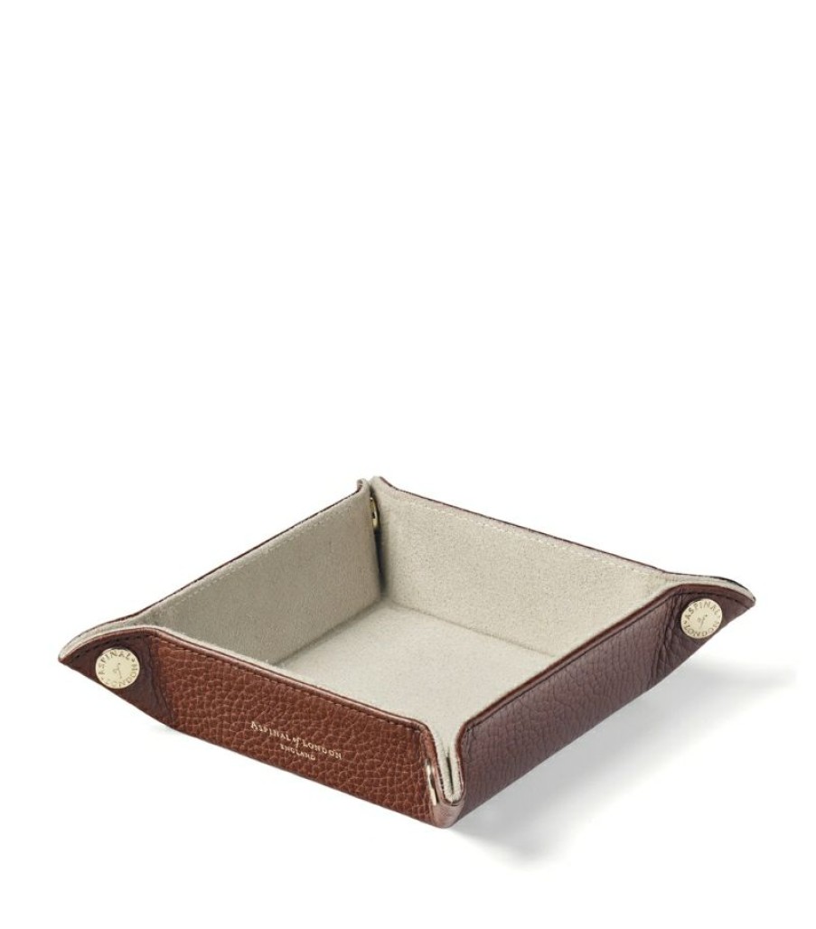 Aspinal Of London * | Best-Selling Aspinal Of London Mini Leather Tidy Tray (16Cm X 16Cm)