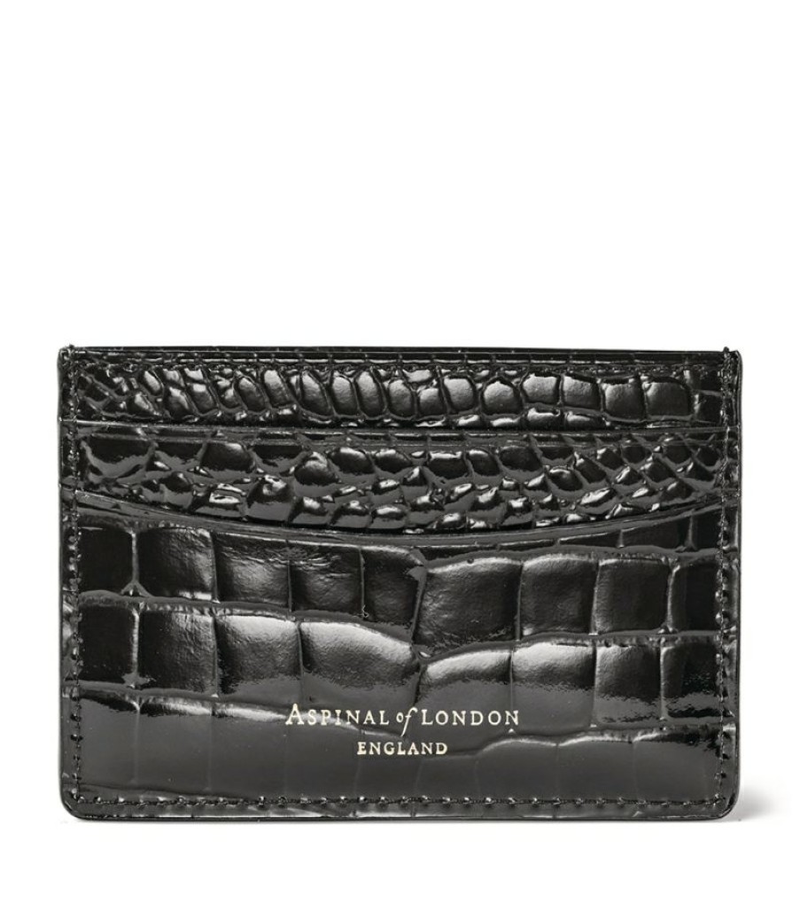 Women * | Flash Sale Aspinal Of London Croc-Embossed Slim Card Holder