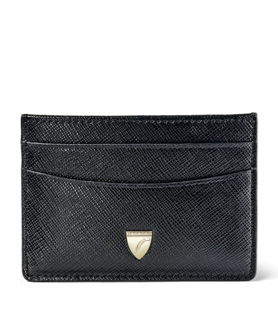 Women * | Quality Guarantee Aspinal Of London Grained Leather Slim Card Holder