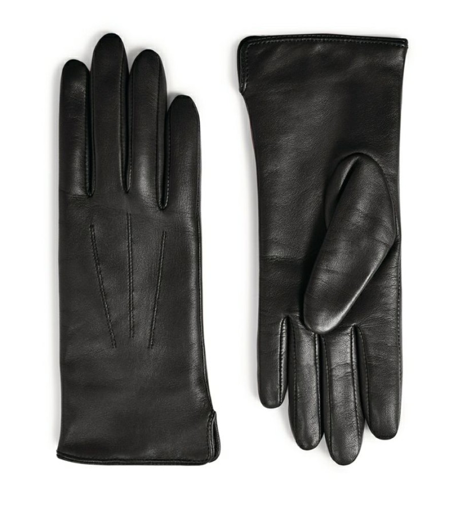 Aspinal Of London * | Quality Guarantee Aspinal Of London Cashmere-Wool-Lined Leather Gloves (Small)