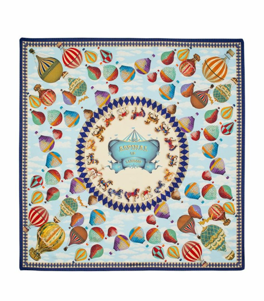 Women * | Outlet Aspinal Of London Silk Hot Air Balloon Print Scarf