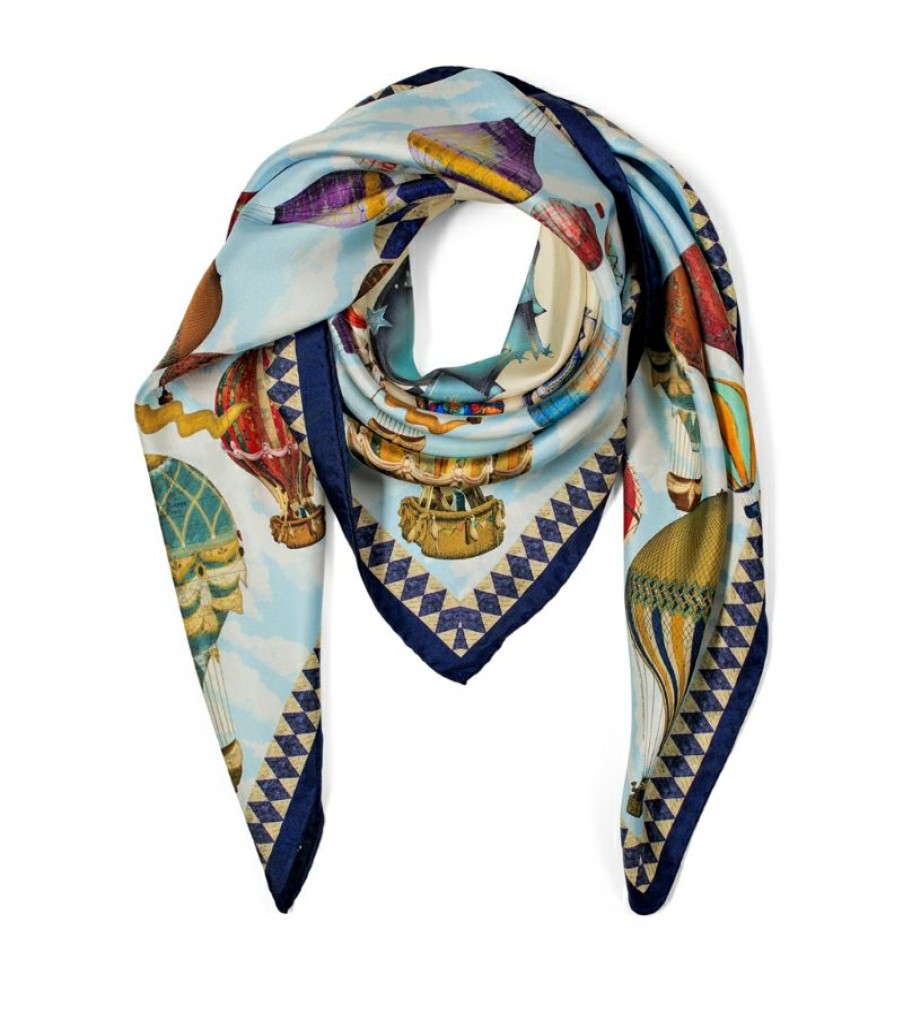 Women * | Outlet Aspinal Of London Silk Hot Air Balloon Print Scarf