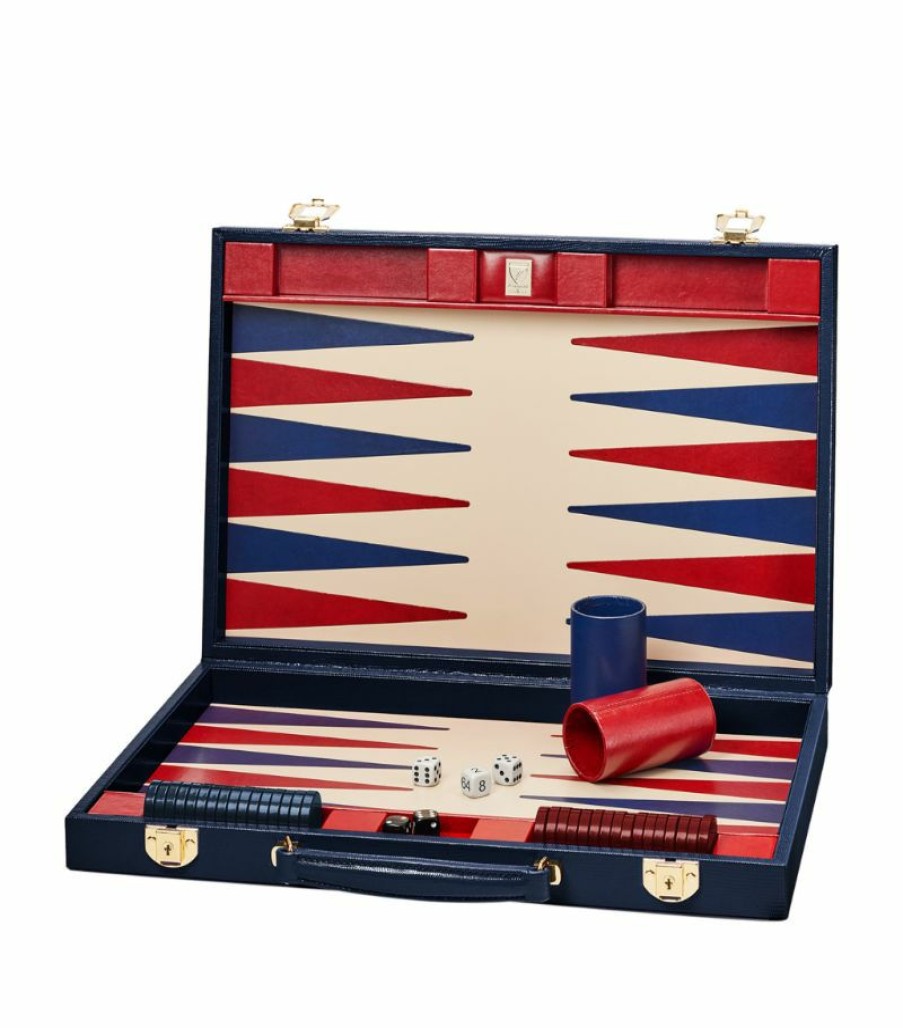 Aspinal Of London * | Promotions Aspinal Of London Leather Backgammon Set (45Cm)