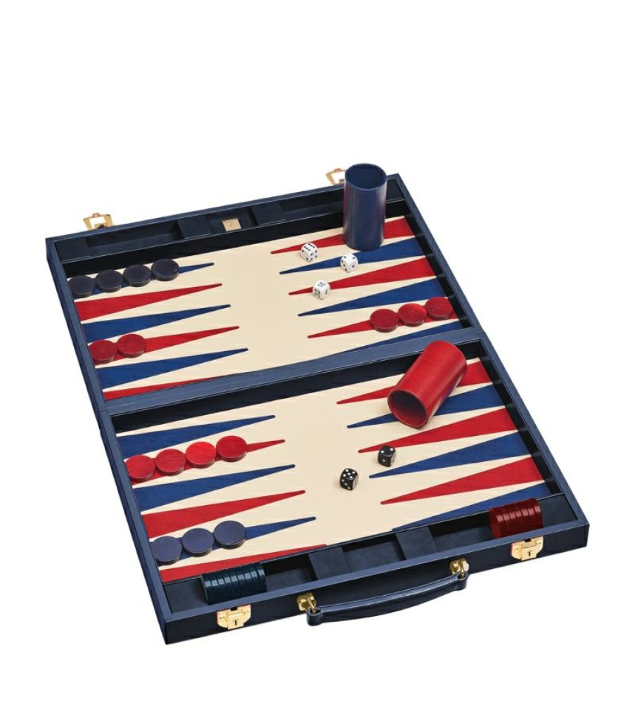 Aspinal Of London * | Promotions Aspinal Of London Leather Backgammon Set (45Cm)