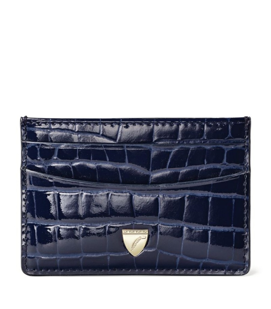 Women * | Best Quality Aspinal Of London Croc-Embossed Slim Card Holder