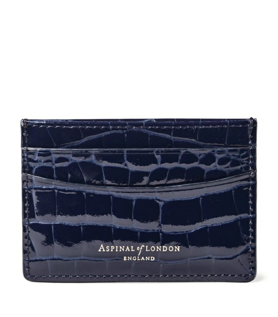 Women * | Best Quality Aspinal Of London Croc-Embossed Slim Card Holder