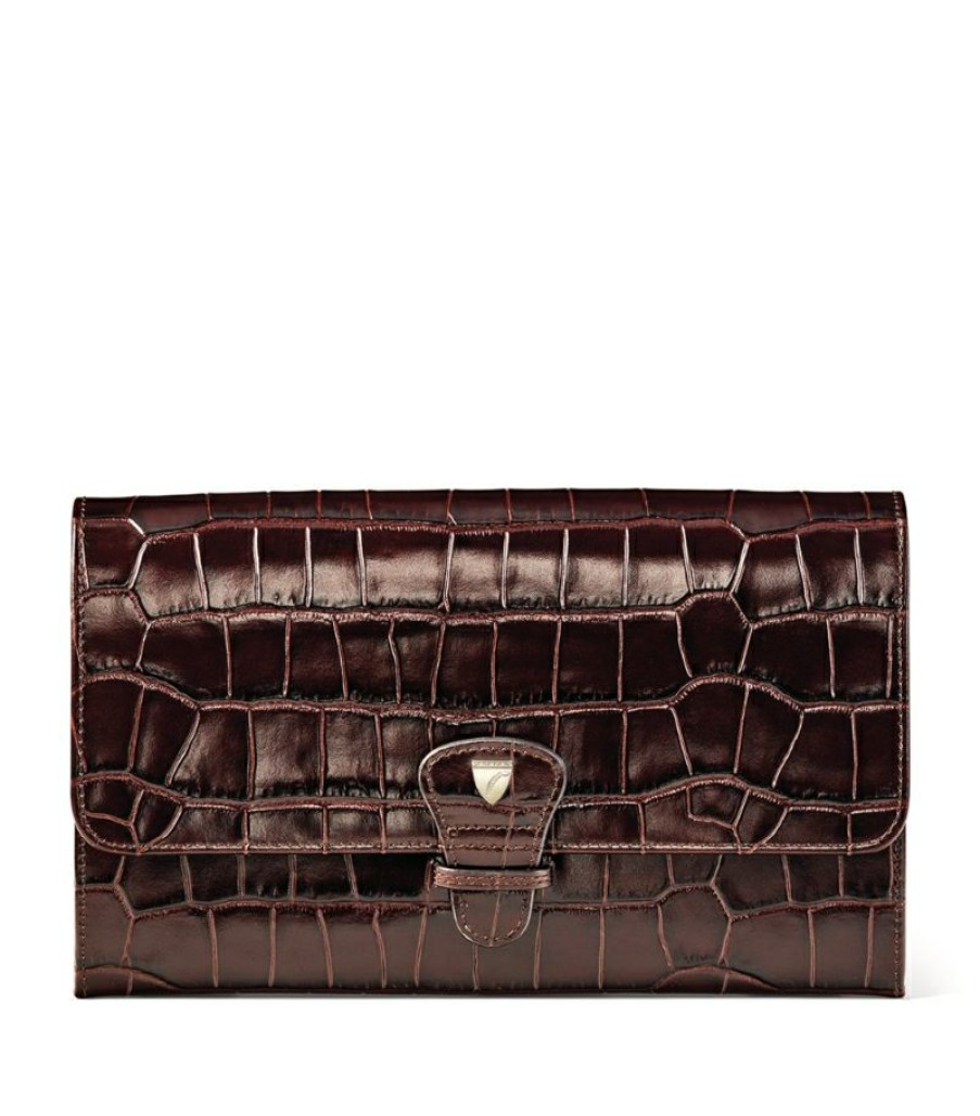 Travel Accessories * | Shoping Aspinal Of London Croc-Embossed Leather Travel Wallet