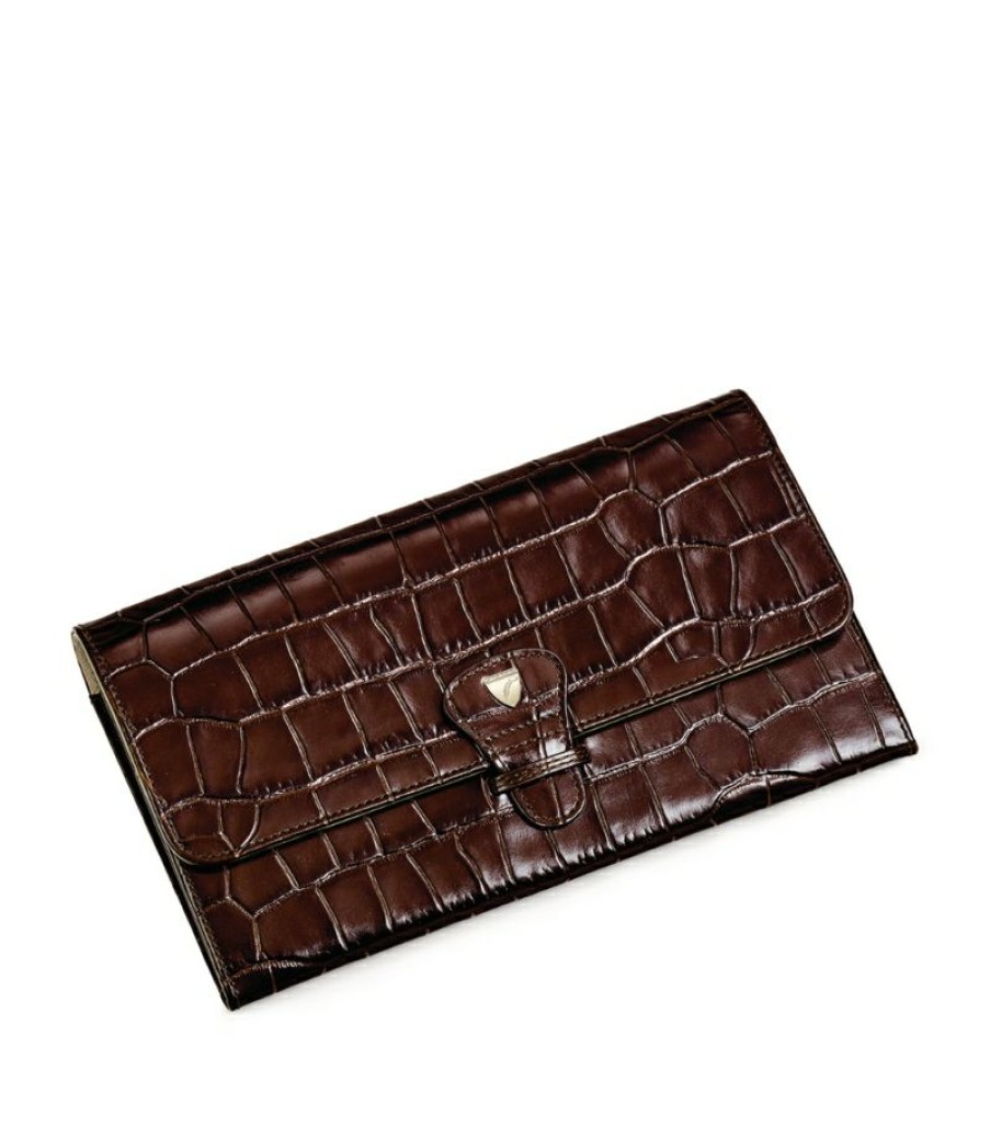 Travel Accessories * | Shoping Aspinal Of London Croc-Embossed Leather Travel Wallet