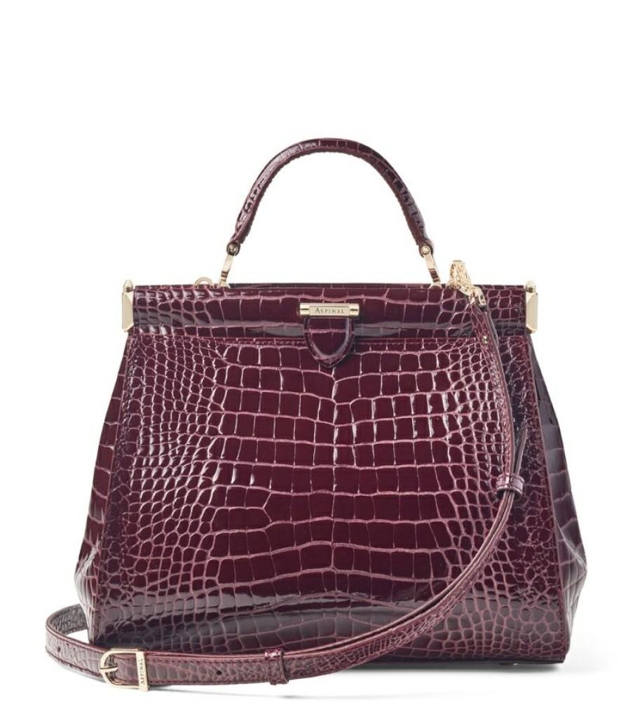 Women * | Reliable Quality Aspinal Of London Small Croc-Embossed Leather Florence Top-Handle Bag