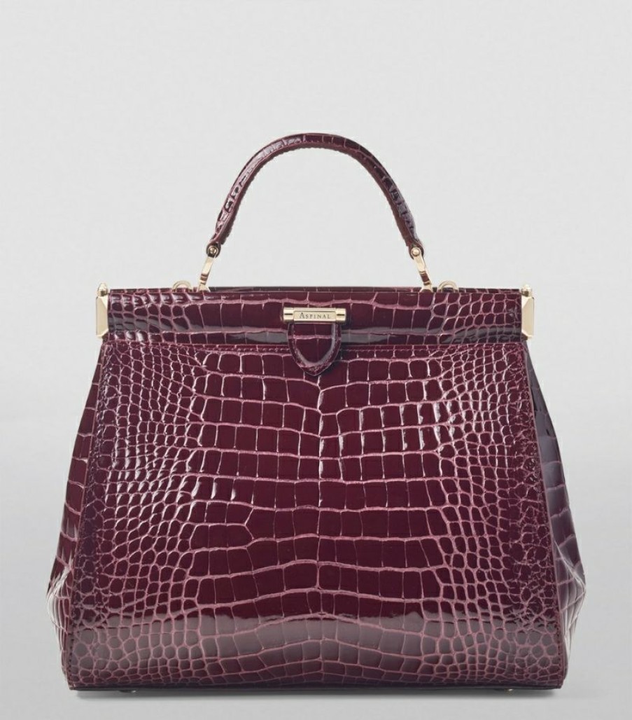 Women * | Reliable Quality Aspinal Of London Small Croc-Embossed Leather Florence Top-Handle Bag