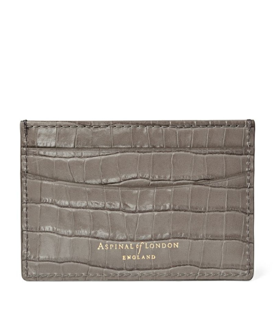 Women * | Hot Sell Aspinal Of London Croc-Embossed Slim Card Holder