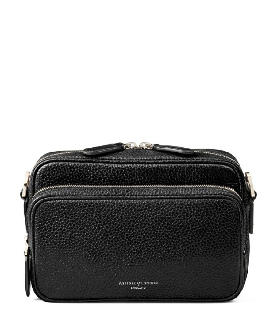 Men * | New Arrivals Aspinal Of London Leather Reporter East West Messenger Bag