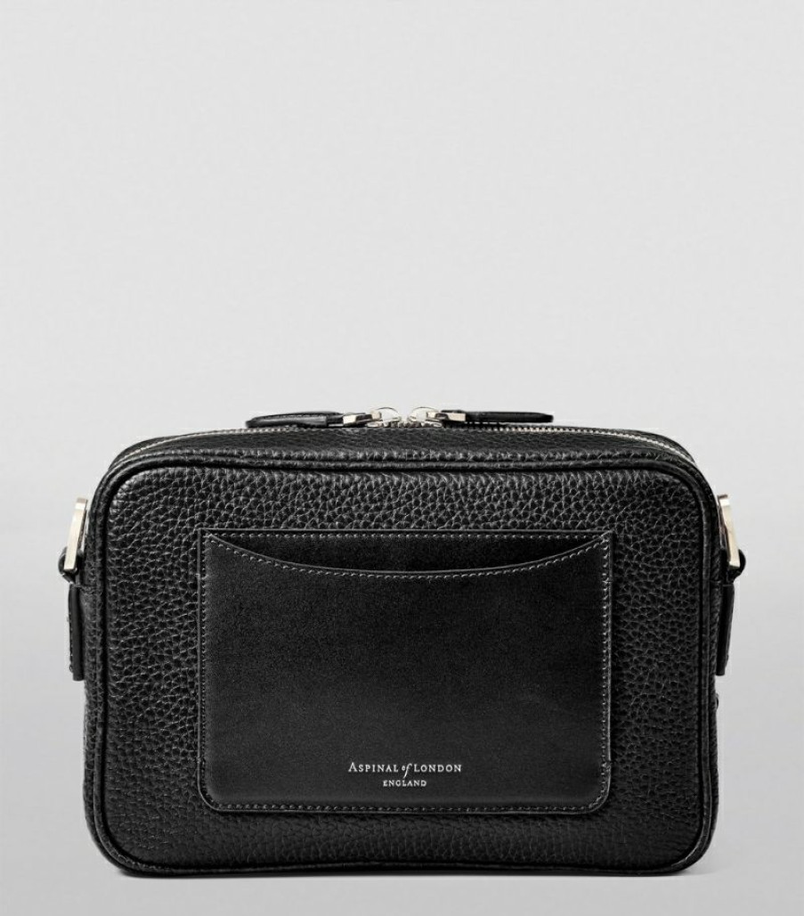 Men * | New Arrivals Aspinal Of London Leather Reporter East West Messenger Bag