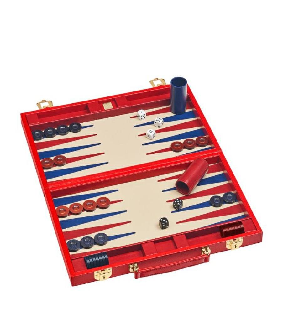 Aspinal Of London * | Flash Sale Aspinal Of London Leather Backgammon Set (38Cm)