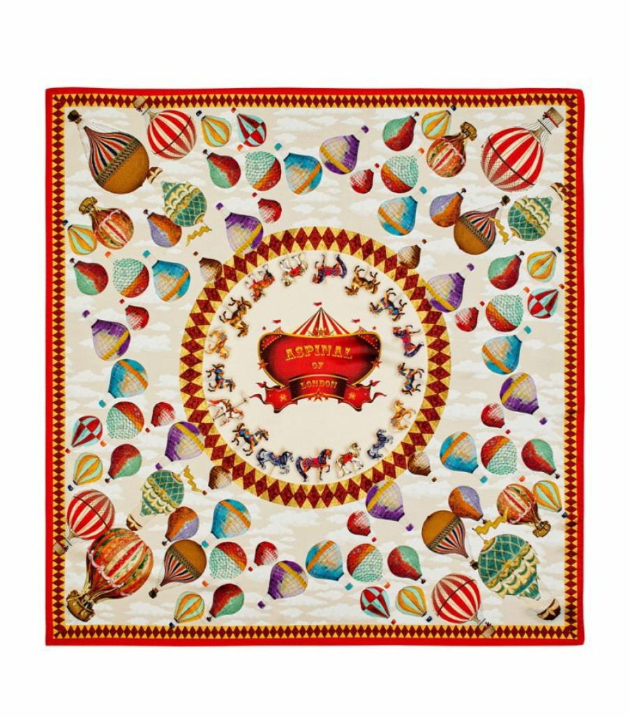 Women * | Best-Selling Aspinal Of London Silk Hot Air Balloon Print Scarf