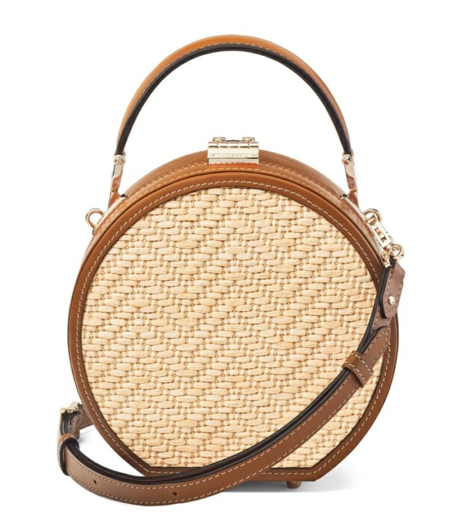 Women * | Outlet Aspinal Of London Raffia Hat Box Bag