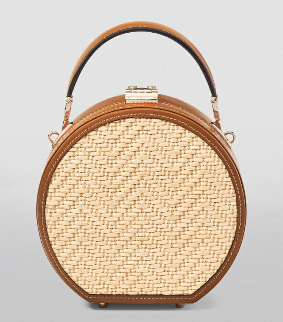 Women * | Outlet Aspinal Of London Raffia Hat Box Bag