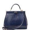 Women * | New Arrivals Aspinal Of London Small Croc-Embossed Leather Florence Top-Handle Bag