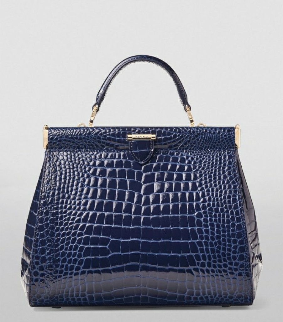 Women * | New Arrivals Aspinal Of London Small Croc-Embossed Leather Florence Top-Handle Bag