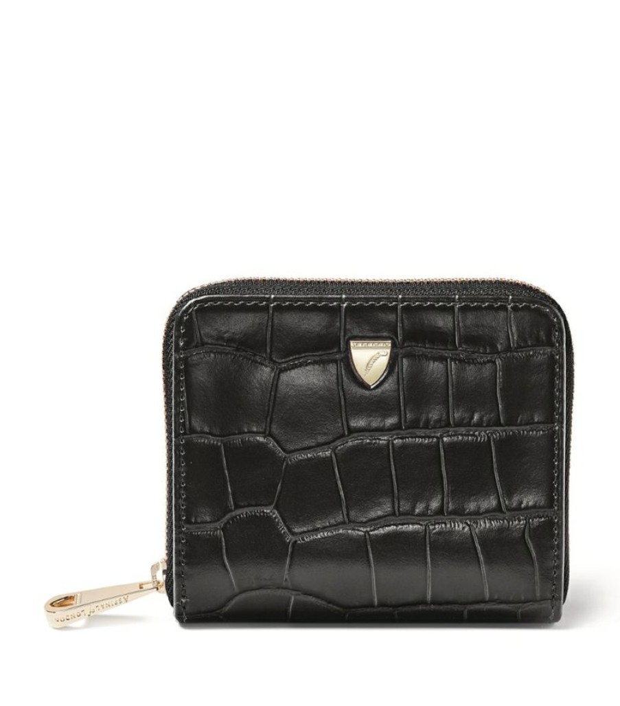 Women * | Reasonable Price Aspinal Of London Mini Croc-Embossed Leather Continental Purse