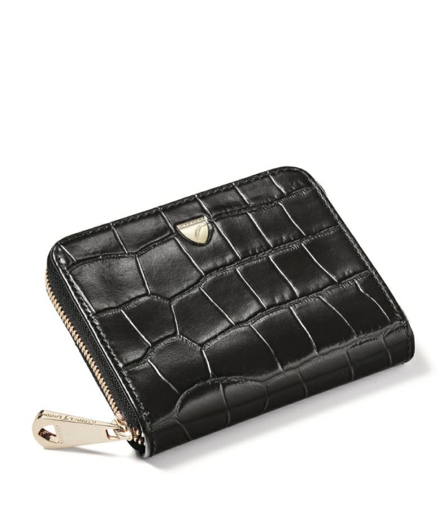 Women * | Reasonable Price Aspinal Of London Mini Croc-Embossed Leather Continental Purse