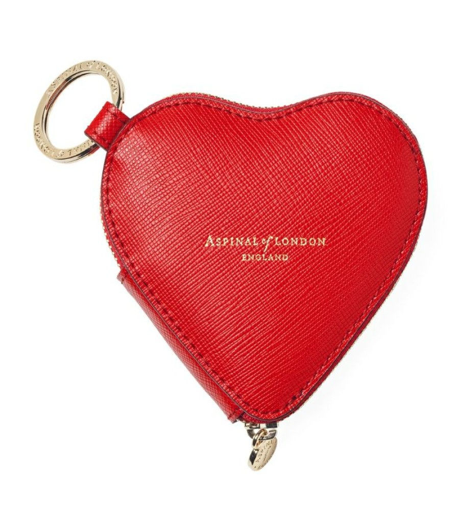 Women * | Reasonable Price Aspinal Of London Leather Heart Coin Purse