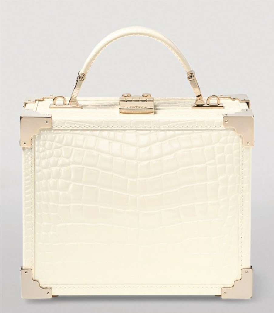 Aspinal Of London * | Quality Guarantee Aspinal Of London Croc-Embossed Leather Trunk Clutch Bag