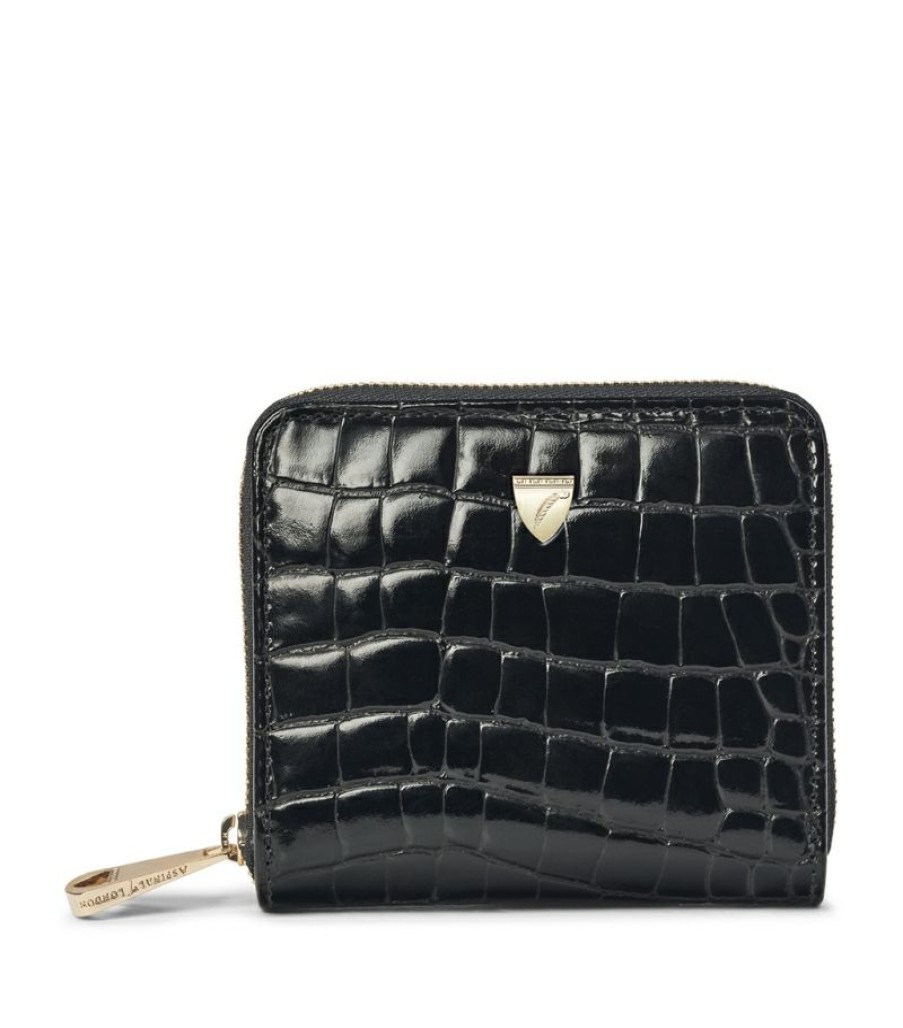 Women * | Popular Aspinal Of London Mini Croc-Embossed Leather Continental Wallet