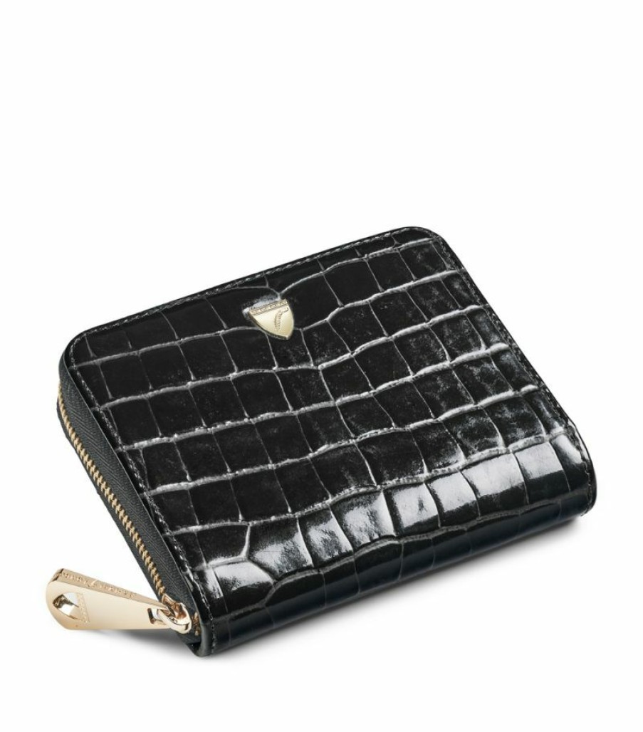 Women * | Popular Aspinal Of London Mini Croc-Embossed Leather Continental Wallet