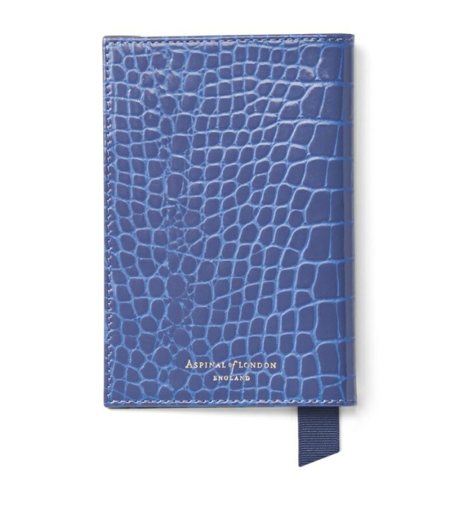 Travel Accessories * | Closeout Sale Aspinal Of London Croc-Embossed Leather Passport Cover