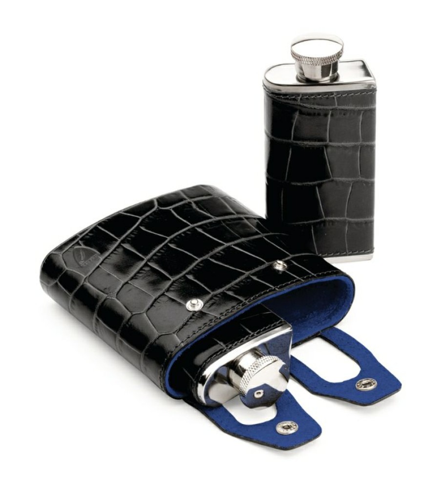 Aspinal Of London * | Shoping Aspinal Of London Croc-Embossed Leather Double Hip Flask