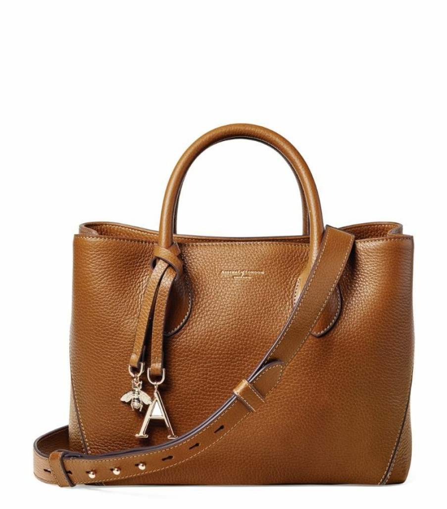 Women * | Reasonable Price Aspinal Of London Midi Leather London Tote Bag