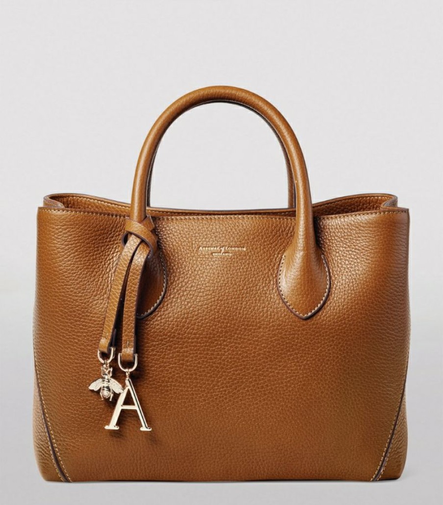 Women * | Reasonable Price Aspinal Of London Midi Leather London Tote Bag