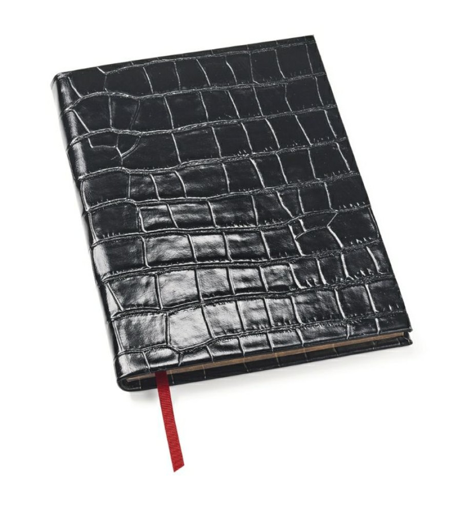 Aspinal Of London * | Quality Guarantee Aspinal Of London Croc-Embossed Leather Bound A5 Journal