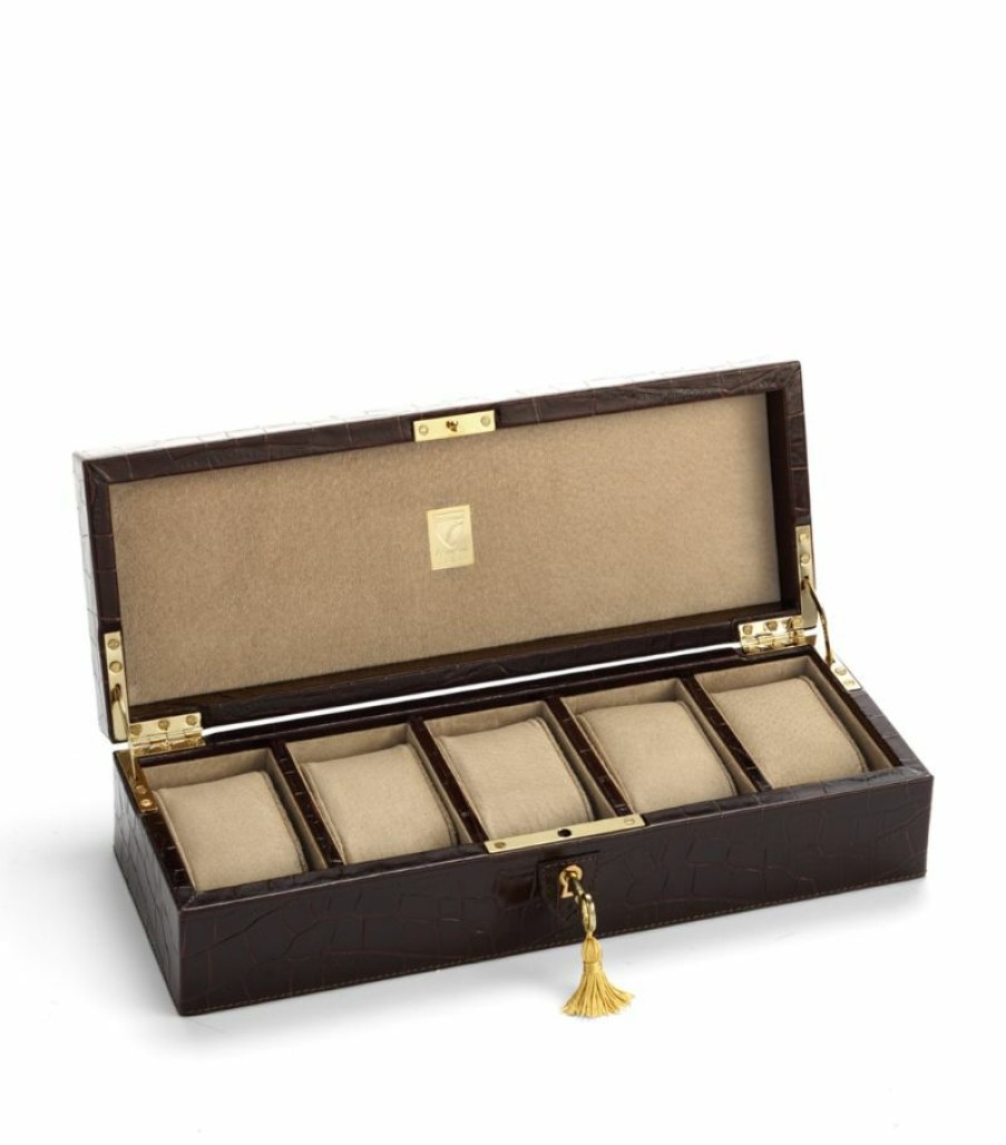 Aspinal Of London * | Quality Guarantee Aspinal Of London Croc Print Watch Box