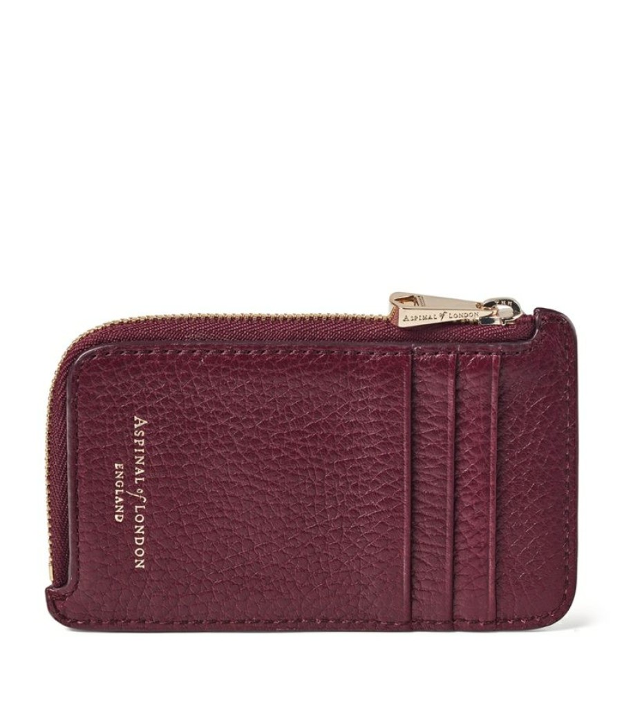 Women * | Crazy Deals Aspinal Of London Small Leather Zipped Card Holder