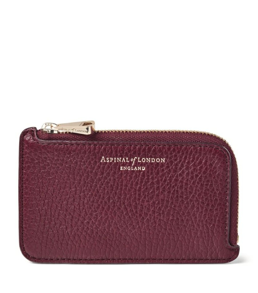 Women * | Crazy Deals Aspinal Of London Small Leather Zipped Card Holder