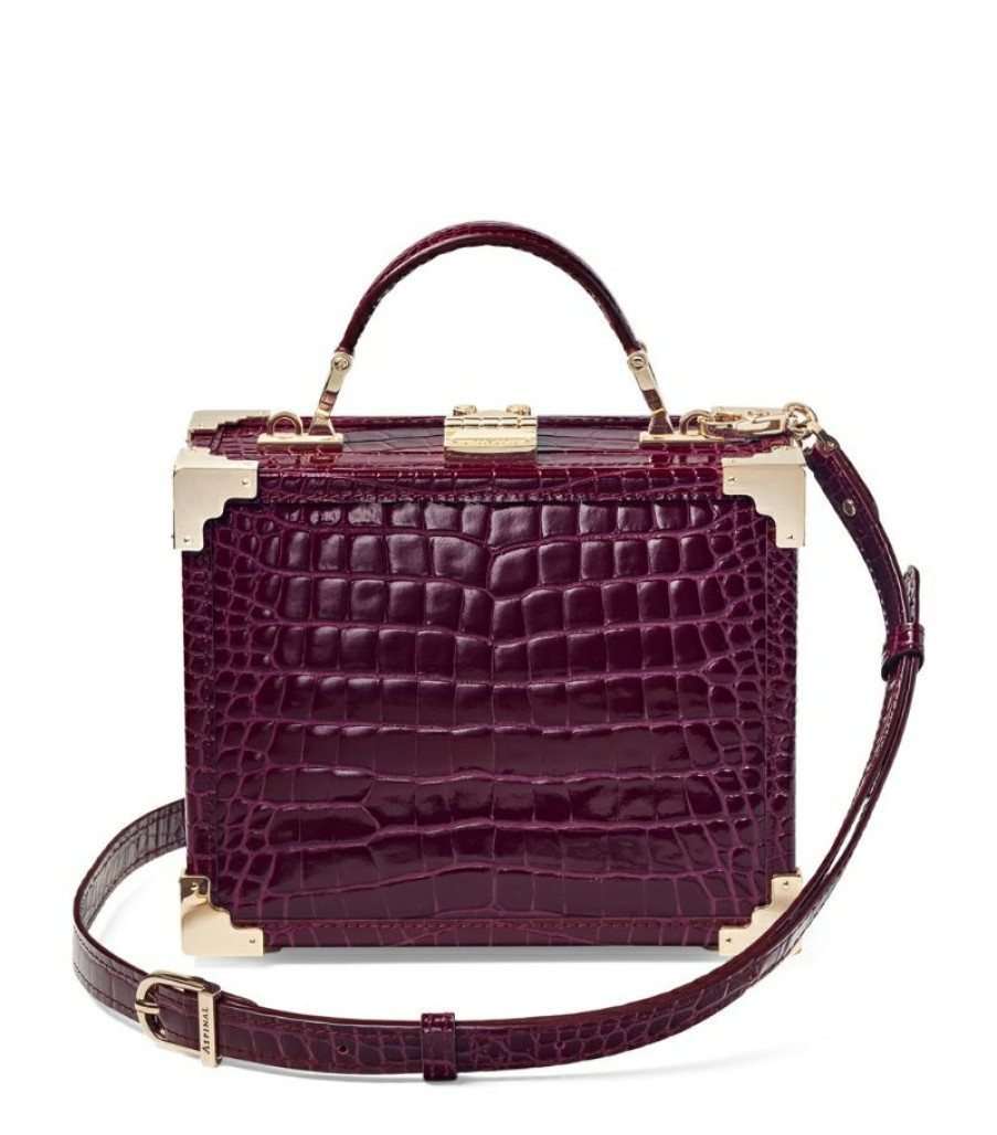 Women * | Classical Aspinal Of London Croc-Embossed Leather Trunk Top-Handle Bag