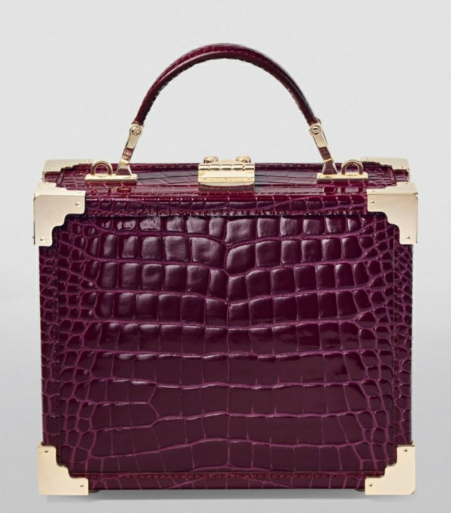 Women * | Classical Aspinal Of London Croc-Embossed Leather Trunk Top-Handle Bag