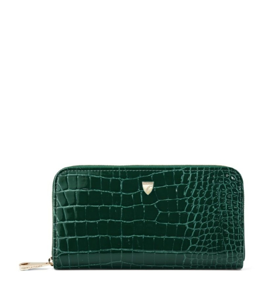 Women * | Promotions Aspinal Of London Croc-Embossed Continental Wallet