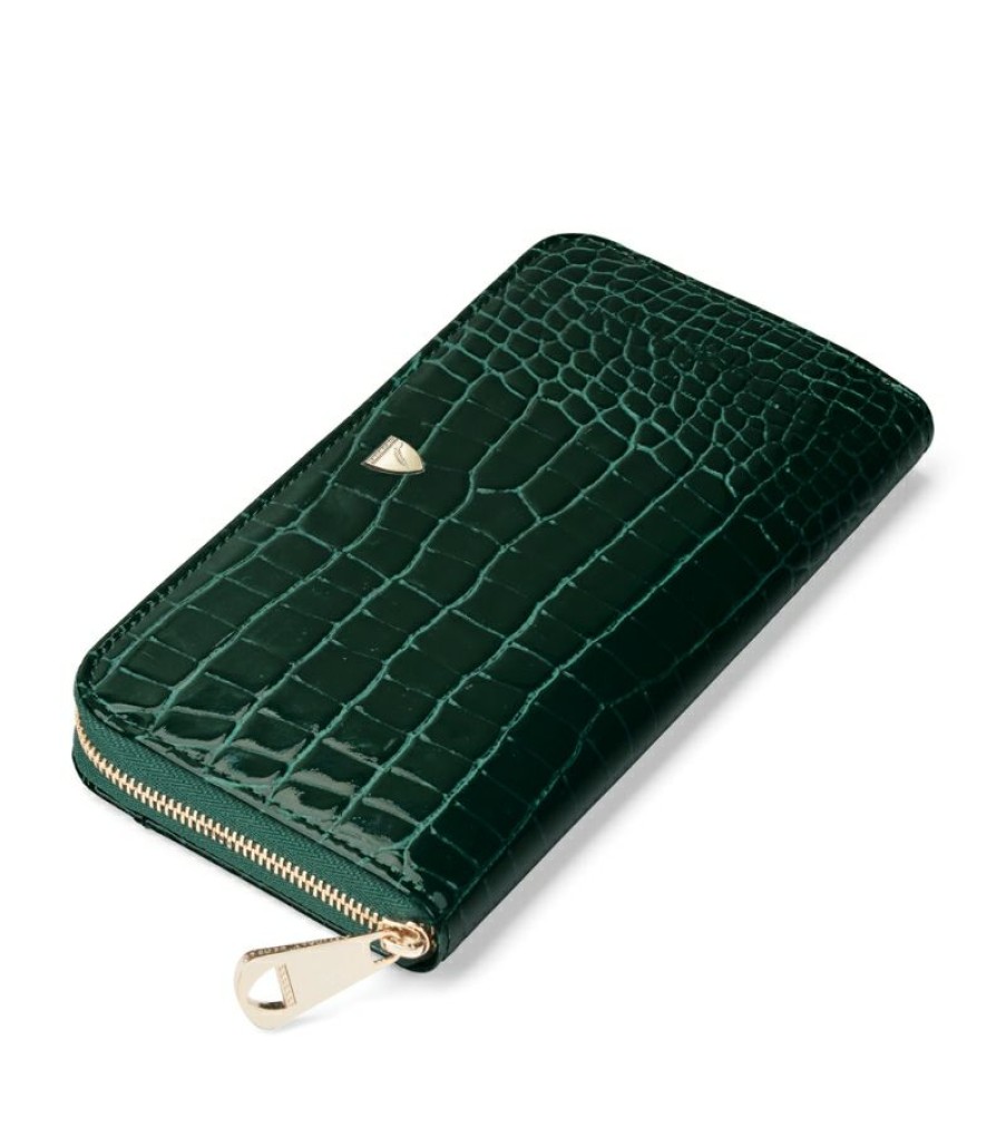 Women * | Promotions Aspinal Of London Croc-Embossed Continental Wallet