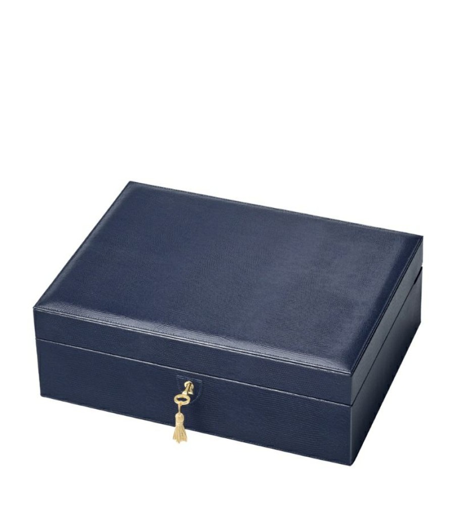 Jewellery Boxes * | Shoping Aspinal Of London Croc-Embossed Grand Luxe Jewellery Box