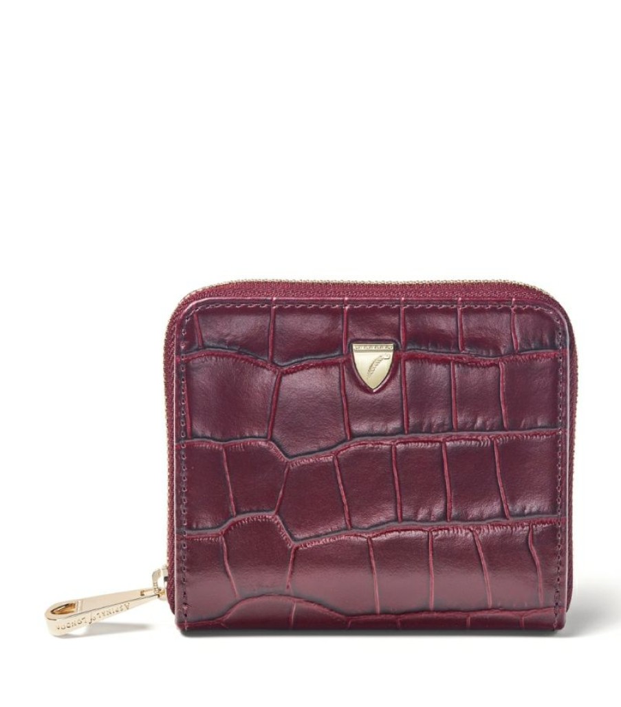 Women * | Reasonable Price Aspinal Of London Mini Croc-Embossed Leather Continental Purse