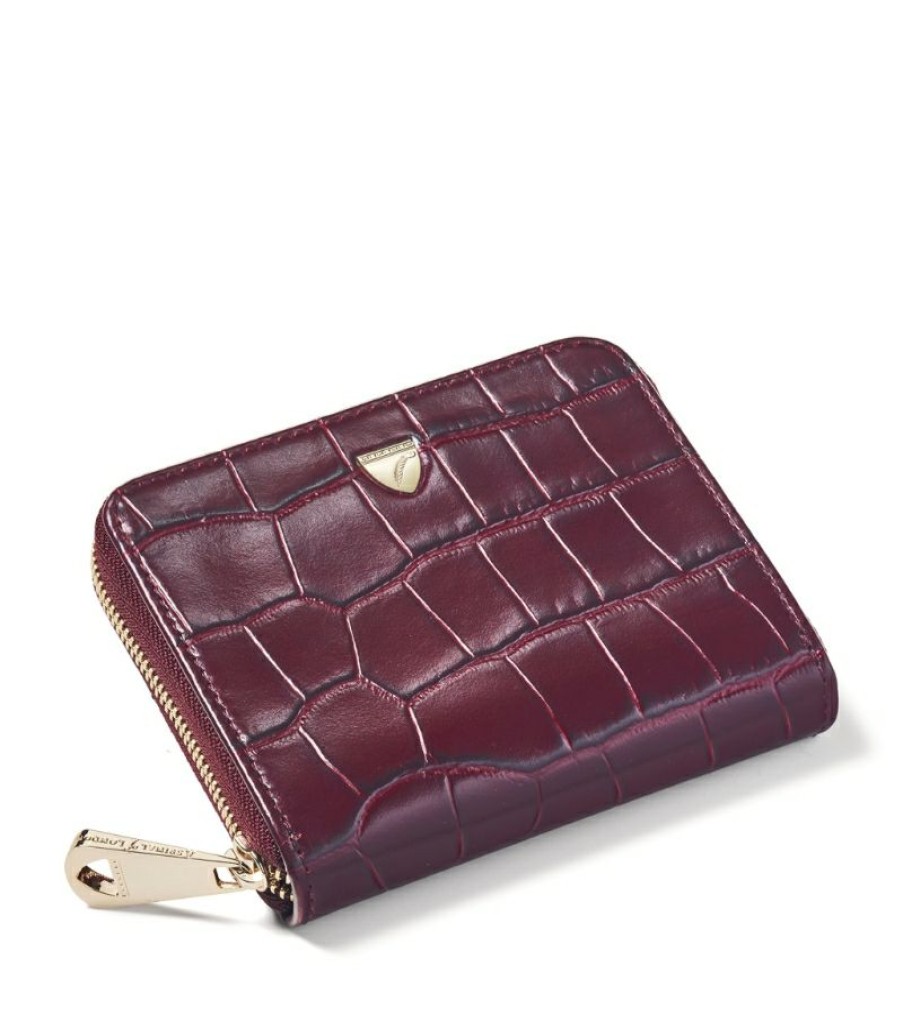 Women * | Reasonable Price Aspinal Of London Mini Croc-Embossed Leather Continental Purse