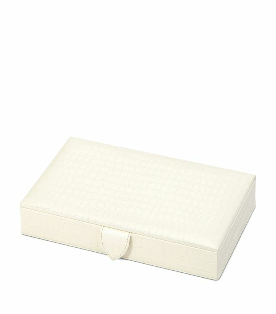 Jewellery Boxes * | Classical Aspinal Of London Croc-Embossed Leather Paris Jewellery Box