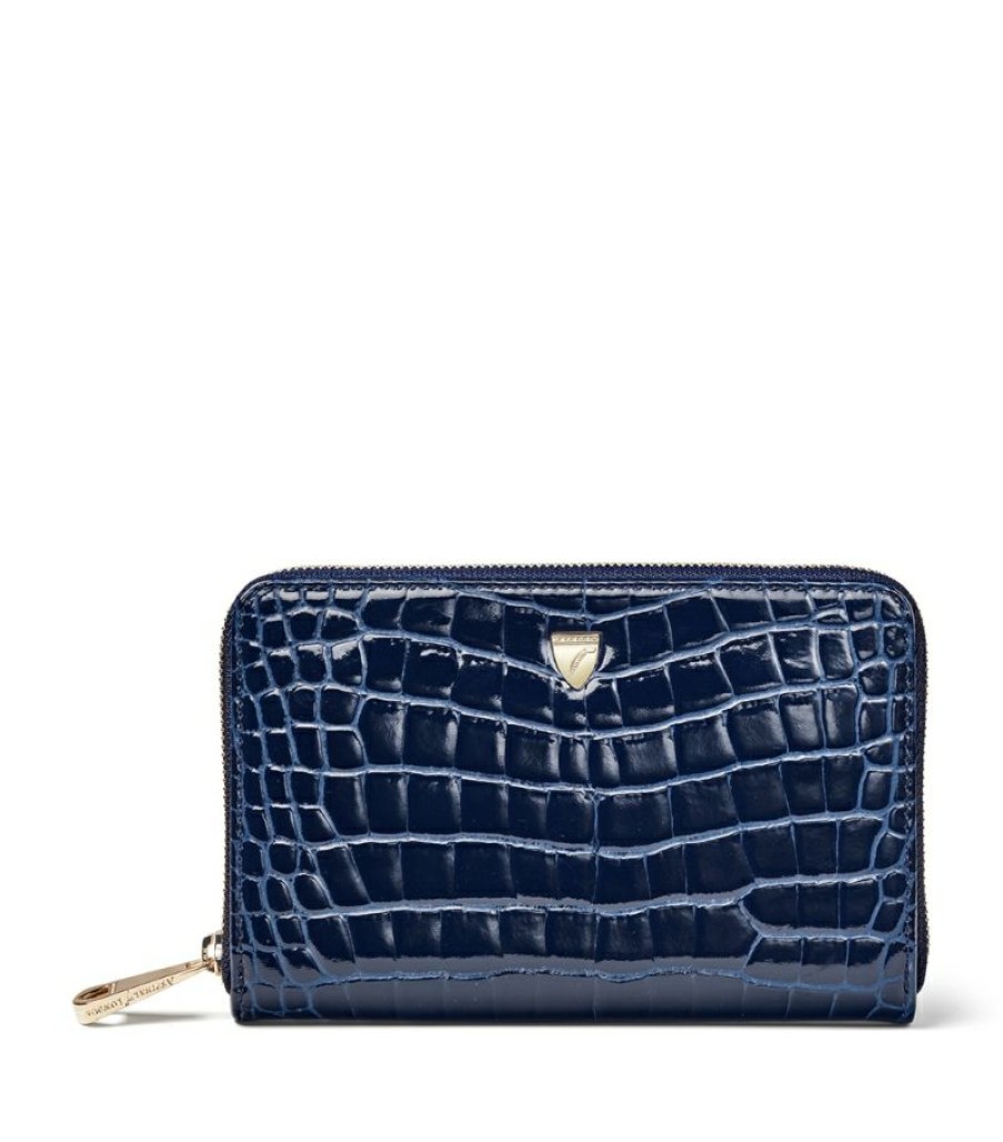 Women * | Classical Aspinal Of London Midi Croc-Embossed Continental Wallet