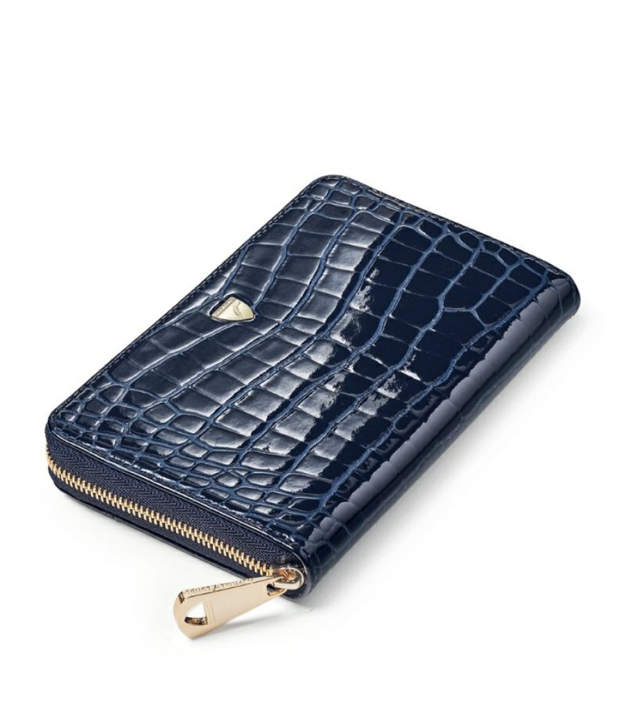 Women * | Classical Aspinal Of London Midi Croc-Embossed Continental Wallet